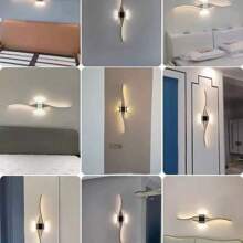1 pieza Lámpara de pared minimalista y creativa para dormitorio, luz de lectura de mesilla, aplique de cuadrícula para sala de estar, lámpara lineal larga para pasillo, luz de techo para decoración de escalera