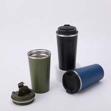 500ml/17oz Tazas de viaje a prueba de derrames y fugas, tazas de café reutilizables con tapas, termos de café de acero inoxidable con aislamiento térmico para bebidas calientes y frías, aptas para automóvil, uso diario, viajes y regalos