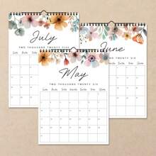 1pc 12-Month 2025 July - 2026 June Wall Calendar, Creative Floral Decor Wall Calendar, Monthly Planner For Office Use, Home & Office Decoration, Christmas & New Year Gift,Back To School,School Supplies