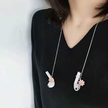 Titanium Steel Anti-Lost Earphone Necklace & Keychain Floral Decor - Suitable For AirPods Pro, Fashionable Unisex Durable Daily Accessory