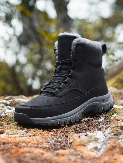 Ghete calde de iarnă pentru bărbați, cizme de zăpadă impermeabile, pantofi de drumeție din pluș pentru bărbați, pantofi antiderapanți pentru exterior, mărime mare 39-48, potriviți pentru drumeții și alpinism (model neregulat)