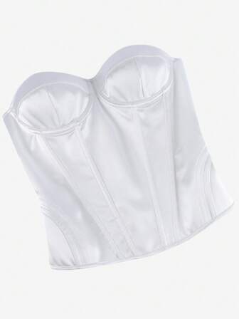 纯色紧身胸衣上衣，塑身紧身胸衣，修身紧身胸衣，女士露肩短款上衣，适合晚会、舞会、万圣节表演