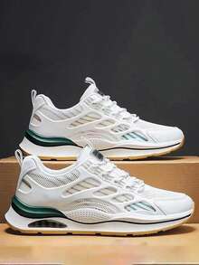 2025 Men's Aurora Green Running Shoes - White & Green Contrast Breathable System, Starry Gold Details All-Terrain Anti-Slip, Elite Urban Outdoor Versatile Sports Sneakers 2000s Style Valentine's Day Ideas - Multicolor - View 8