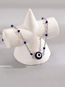 Pulseira minimalista de prata esterlina 925 com zircônia cúbica e design de mau-olhado, 1 peça, uso diário feminino, férias, namoro, presente