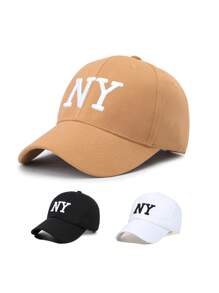 1 PIEZA Gorra de béisbol bordada - Sombrero protector solar transpirable con correa ajustable y parches con letra NY, Gorra ligera de verano para exteriores para correr/gimnasio/ropa de calle