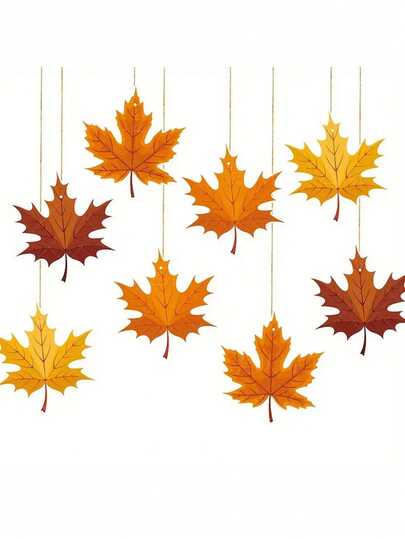 16 件秋季枫叶挂饰，适用于房间、家居装饰、感恩节、秋季挂饰、家庭聚会、万圣节、场景氛围布置、树木、橱柜、壁炉、户外花园庭院装饰