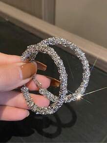 1 par de pendientes de aro minimalistas mate, simples y de moda