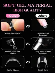 120 片半哑光半覆盖杏仁形假指甲，多角度展示亚克力指甲片，边缘较薄，贴合自然，前端较厚，经久耐用