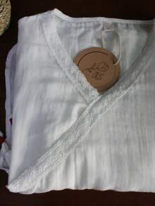 LUCIDVUE 1 件女式改良唐朝中国风衬衫，白色，春夏新款复古十字领蕾丝花边系带亚麻休闲衬衫，禅宗茶道 - 白色 - 查看 4