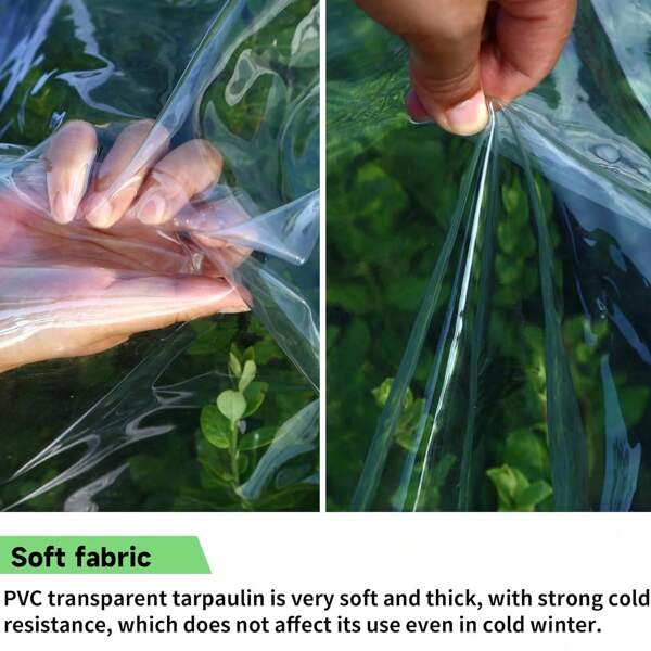 1 Pc Transparent Waterproof Cloth With Sealing Ring & Drawstring , Outdoor Rain Garden Cover Tarpaulin, Suitable For Courtyards, Chicken Coops, Gardens, Greenhouses, UV Protection, Forest Garden Cover, Windproof, Rainproof And Snow Proof