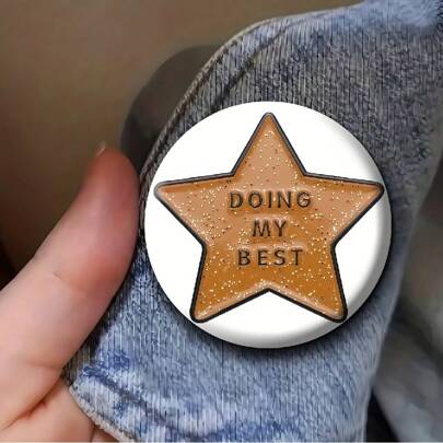 1pc 4.4cm/1.73inch Pattern Safety Pin Badge, Button Badge, Brooch, Suitable For Attaching To Clothing, Bags, Backpacks, A Fun Gift For Family And Friends