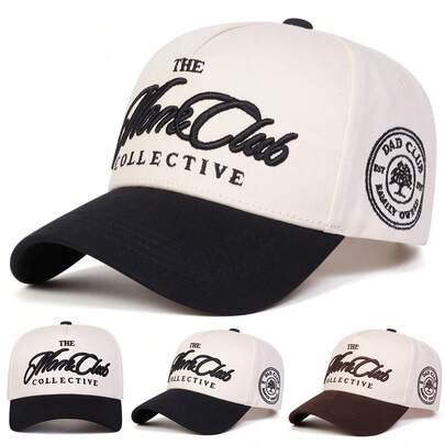 1 Pc The Mare Club Collective Men's Trucker Hat, Embroidered Letter Pattern Baseball Cap, Streetwear Fashion 5-Panel Hat, Outdoor Sun Protection, Casual For Spring Autumn Travel, Beach Vacation