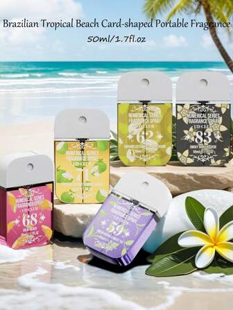 50ml/1.7fl.Oz Tropical Portable Card Air Freshener Spray - Fruity Floral Scents,Long-Lasting 2-In-1 Air Freshener,Beach Essential,Multi-Use For Home/Bathroom/Hotel,Perfect Gift For Christmas & Valentine's Day