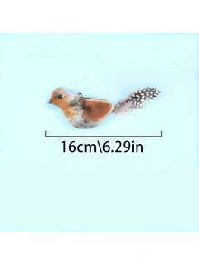 带声音的宠物玩具，鸟形猫玩具，动物印花面料，无需电池，适合猫玩耍，由人造羽毛制成 - 彩色 - 查看 4