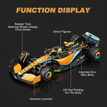 Burago Modellino in lega di  MCL36 F1 in edizione da collezione 1:43, con casco del pilota da corsa e custodia in plexiglass premium, per gli appassionati di auto, edizione limitata che celebra 14 anni di storia delle corse