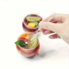 10/20/40 pièces Mini coupes à dessert avec cuillères, petites tasses en plastique transparent inclinées pour pudding, mousse, gelée, fête. Convient pour mini gâteaux glacés, décoration de dessert, anniversaire, mariage et autres événements