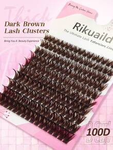 Rikuaild 100D 160片 D型卷翘稀疏棕色簇状假睫毛，蓬松浓密深棕色睫毛簇，单根柔软自然棕色化妆睫毛，DIY睫毛嫁接，日常妆容假睫毛 - D - 查看 2