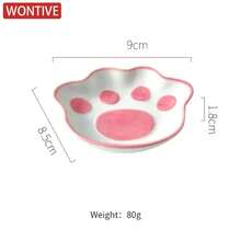 Japanisches süßes Katzenpfoten Geschmacksgericht Keramik Cartoon Dessertteller Soja Obst Saucenplatte Gewürzschüssel Haushalts Dip Geschirr