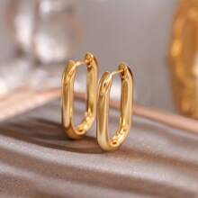 Chic Minimalist Square Hoop Earrings - Hypoallergenic Geometric Earrings Design, Perfect For Casual Wear And Everyday Style