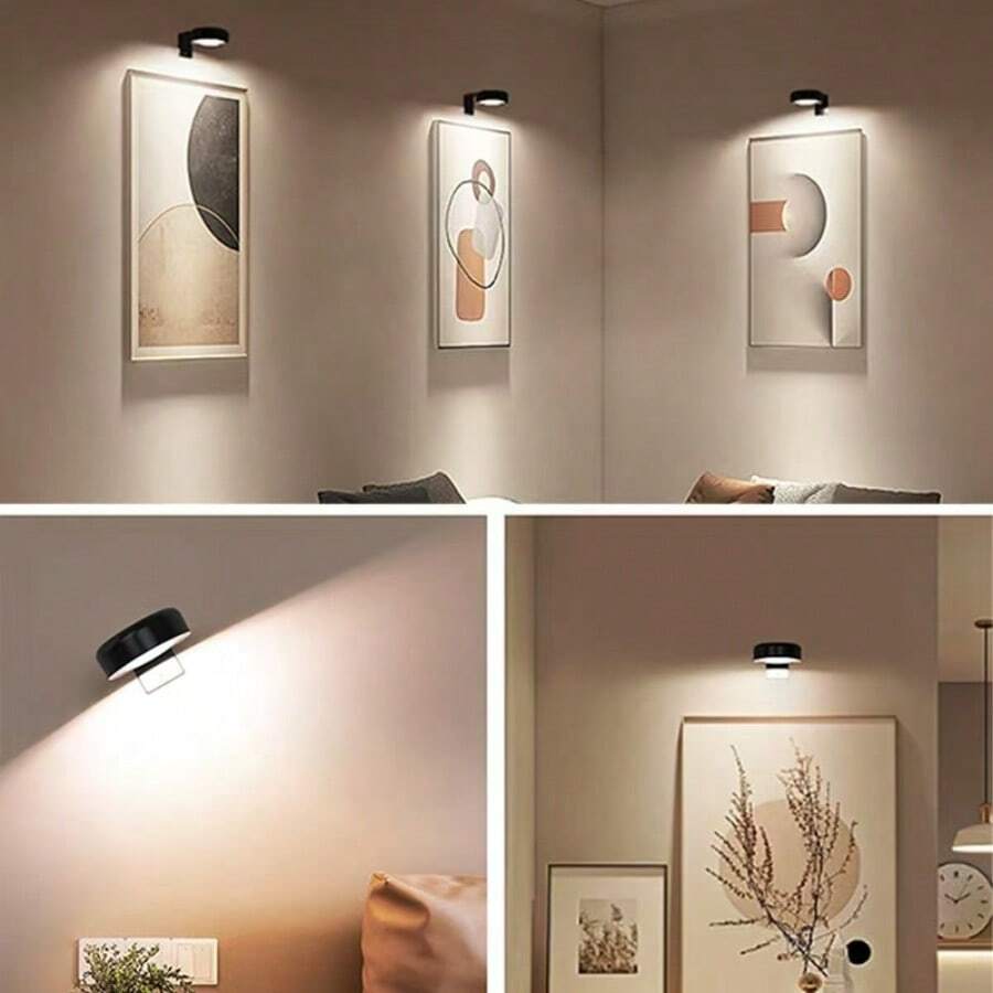 3 件装 LED 电池供电磁性绘画灯，无线家居墙壁装饰，带遥控器