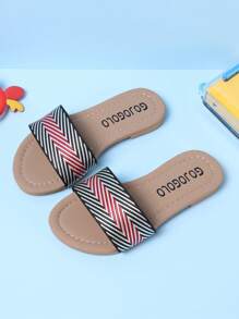 1 Pair Summer Kids Woven Strap Open-Toe Sandals, Casual & Fashionable, Unisex Flat Beach Shoes Suitable For Daily, Vacation & Travel