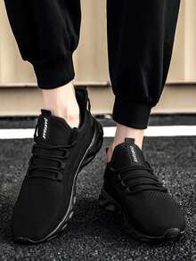 Men's Running Shoes Sport Athletic Sneakers Casual Breathable Mesh Walking Shoes Gym Tennis Slip On Comfortable Lightweight Shoes For Jogging Black