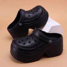 Chanclas de mujer con plataforma de 2,0-2,5 pulgadas de grosor de suela, con suela gruesa de material EVA, estilo deslizante con recortes, aptas para uso interior/exterior