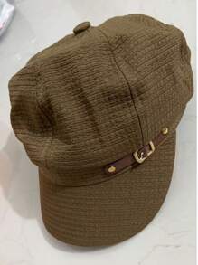1 Stück Damen Achteckiger Barett mit verstellbarem Seil und Metallschnalle, Outdoor Lässig Mode Accessoire für Frühling, Sommer, Herbst, Hut, modischer Gesichtsschutz, elegantes Detaildesign, strukturierter Stoff