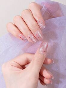 半固化凝胶指甲贴，果冻米色，16 片凝胶指甲贴，贴纸，需要紫外线照射，沙龙品质，持久