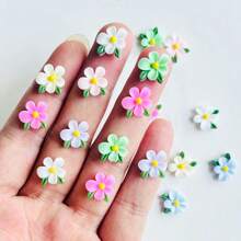 48 Stück lebendige bunt 3D-Harz Blumen und Blatt Dekorationen, glänzende charmante Multifunktions-Basteldekorationen für Scrapbooking, Hochzeiten, Schleifen, Heimdekoration, DIY-Haarspangen, Stirnbänder, Handyhüllen, Schmuckfassungen