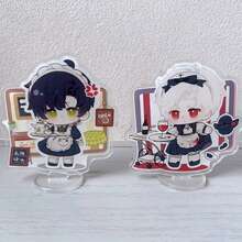 2Pcs Cute Anime Character Acrylic Standee, 10cm 2D Game Themed Girl Collectible Ornament, Desktop Decoration, Back To School Gift For Anime Fans - Multicolor - View 7
