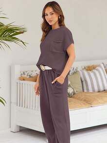 2 Piece Knit Sets Women Sweatsuit Sets - Nutmeg - View 4