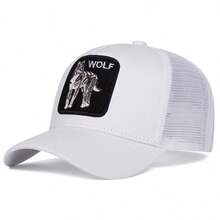1pc Men's Wolf Embroidery Letter Trucker Hat, Casual Baseball Cap, Streetwear Style For Spring, Autumn, Travel, Vacation - Multicolor - View 12