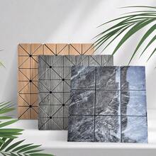 2 Pcs 3D Mosaic Groove Art Design Self-Adhesive Decorative Wall Stickers, Suitable For Living Room, Kitchen, TV Background, Waterproof & Mildew-Proof Wall Paper, Size: 2pcs*11.8in*11.8in - Multicolor - View 13