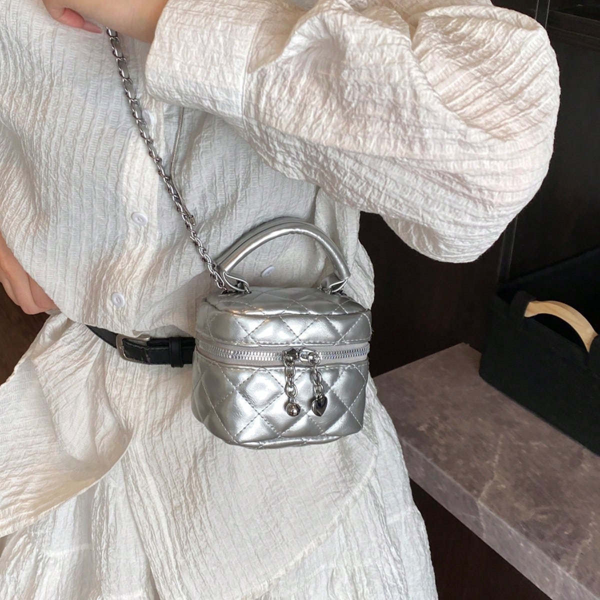 Bolso mini ligero, bolso de cadena, bolso acolchado, clutch, bolso tipo cubo, bolso bandolera, adecuado para chicas, estudiantes universitarias, mujer