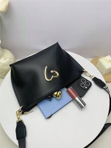 2025 Summer New Women Casual Shoulder Bag, Fashionable Bucket Bag With Wide Strap, Chic Commuter Crossbody Bag - Black - View 2