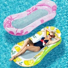 1pc Inflatable Swimming Pool Float Mattress With Head Pillow, Adult Sunbathing Lounge Floats For Pool, Lake, Beach Party (59.8" X 28" Inches)