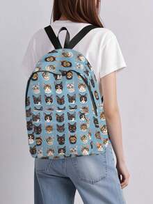 Fun Cartoon Cat Pattern Large Capacity Printed Women's Backpack, Pocket Backpack, Backpack With Pockets, Suitable For Girls, College Students, White-Collar Workers, Very Suitable For High School, College, Business, Outdoor Work And Returning To School Cat Pattern Large Capacity Printed Women's Backpack - Multicolor - View 11