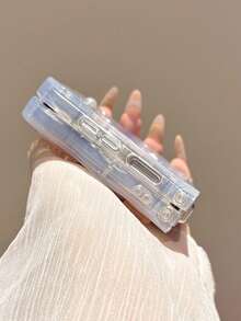 粉色蝴蝶结仿珍珠装饰 Galaxy Z Flip 6/5/4/3 可折叠手机壳，硅胶防震保护套，轻巧奢华时尚防水防摔防刮 - 無色 - 查看 5