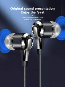 Écouteurs intra-auriculaires avec amplification des basses et commandes en ligne, universels pour le jeu, l'ordinateur, prise 3,5 mm