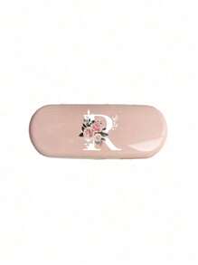 Cremefarbene/Monet-Stil einfarbige Brillenetui, Muster mit Blumen-Anfangsbuchstaben A-Z, neues und einfaches Design, praktisch und tragbar mit wasser- und staubdichter Funktion, Buchstaben Dekor Brillenetui für Sonnenbrillen und Brillen, Brillen-Aufbewahrungsbox mit Deckel, tragbarer Aufbewahrungsbehälter für Zuhause für Damen und Herren, Brillenhalter, schützende Brillenetuis, harte Sonnenbrillenbox