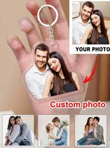 1pc Customized Couple Photo Keychain, Personalized Acrylic Photo Keychain, Unique Customized Couple Photo Gift, Anniversary Gift, Ideal Customized Gift