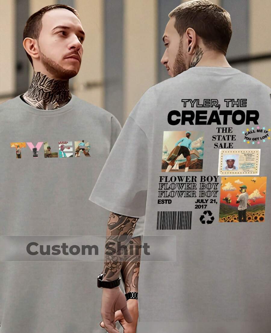 Tyler Singer The Creator Rapper Album Musical Flower Boy T-Shirt Streetwear Blouse - Xám - Xem 1