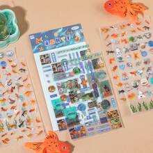 6张/包贴纸，半岛狂野系列，复古美式闪光膜贴纸，剪贴簿用品，装饰笔记本，相框，手机壳，水杯，垃圾桶，文具盒，DIY个性拼贴学校用品，返校 - 彩色 - 查看 2