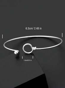1 pieza Brazalete abierto redondo de acero inoxidable, accesorio de cadena, regalo de joyería de moda para hombres y mujeres