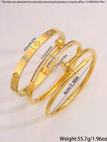 Camhanno 3 件套休闲多色不锈钢手链套装，采用独特的钉子双头锤设计，饰有四叶花元素，非常适合日常佩戴，可作为男女礼物，时尚珠宝 - 彩色 - 查看 7