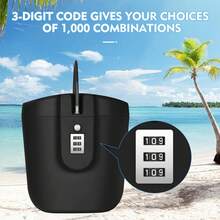 2L Portable Anti-Theft Lock Box For Mobile Phone, Cash, Keys, Wallet, Camera, Jewelry, Passport, Headphones, Medicine, 3-Digit Password, Safe With Lock Anti-Theft, Portable For Use At Beaches, Pools, Hotels, Resorts, Gyms, Private Homes, Offices, Parks, Campsites, Cars, Hospitals, 19*18*10cm, Black - Black - View 9