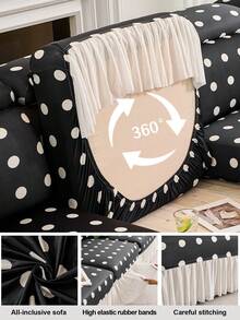 1 件冰丝全包通用沙发套夏季冰丝凉感沙发帽简约裙边沙发罩适用于客厅沙发保护L型沙发和1、2、3、4人座沙发 - 波點 - 查看 10