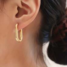 Chic Minimalist Square Hoop Earrings - Hypoallergenic Geometric Earrings Design, Perfect For Casual Wear And Everyday Style