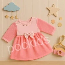 Lace Baby Dress With Pearls For Parties And Christening Baby Clothes - Baby Pink - View 1